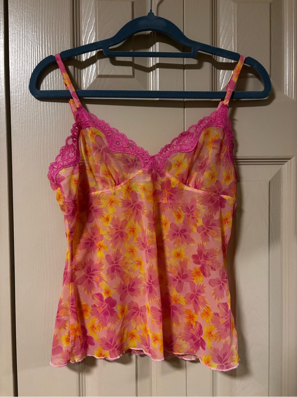 La SENZA Pink and Yellow Floral Lace Cami